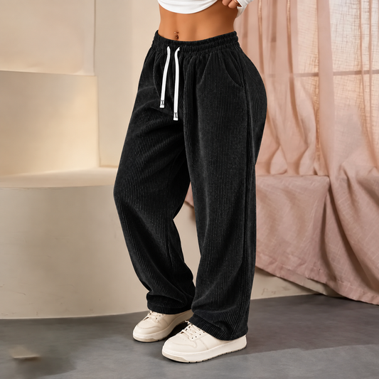 【SALDI ULTIMO GIORNO】Pantaloni da donna in velluto a coste a gamba dritta – 100% cotone