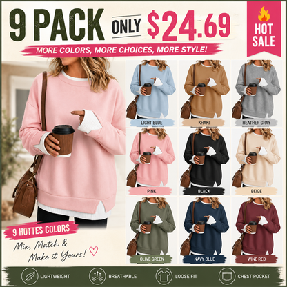 【LAST DAY SALE】Women's Layered Oversized Crew Neck Sweatshirt