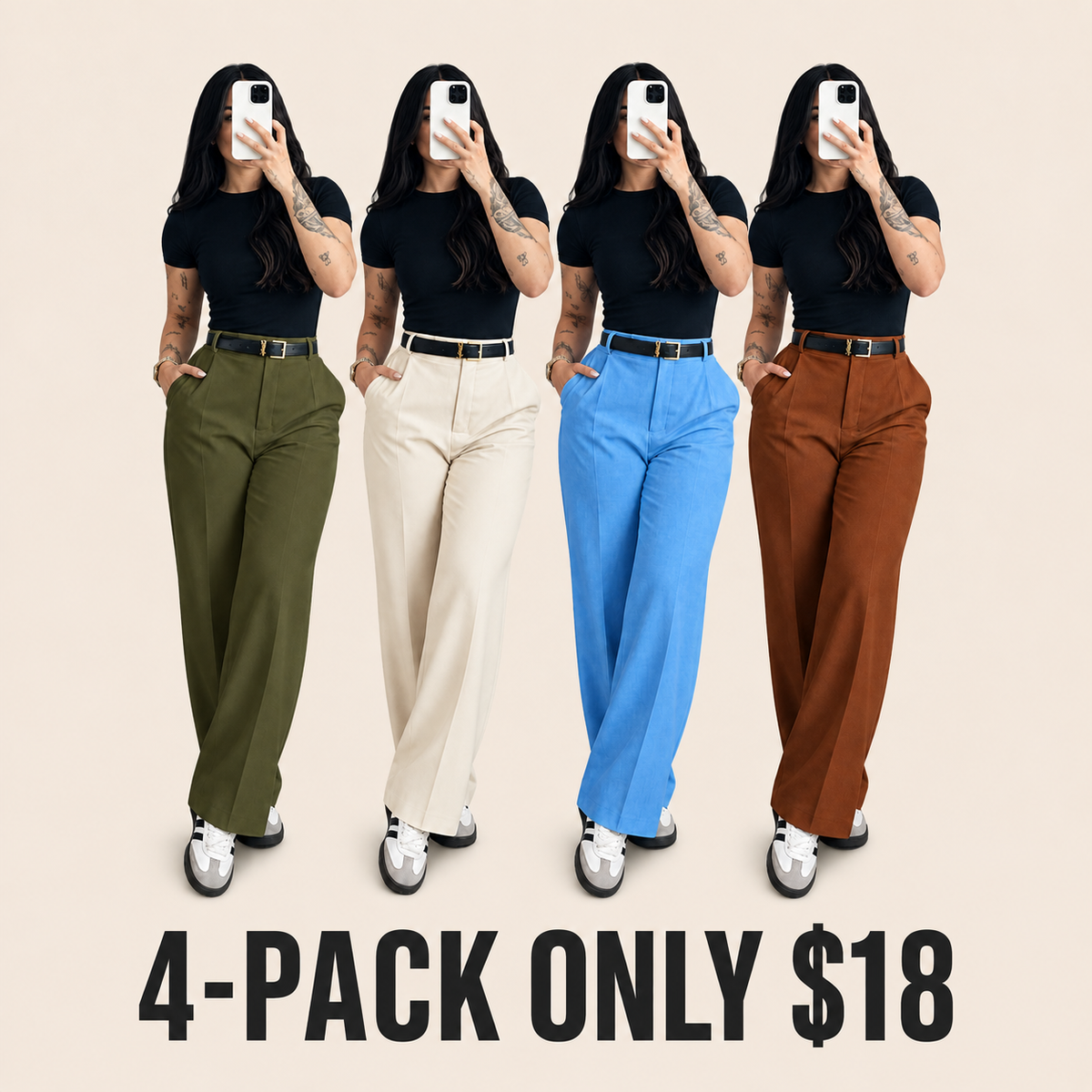 【LAST DAY SALE】Women's High-Waisted Straight Leg Pants – Flowy Draped Business Casual Trousers