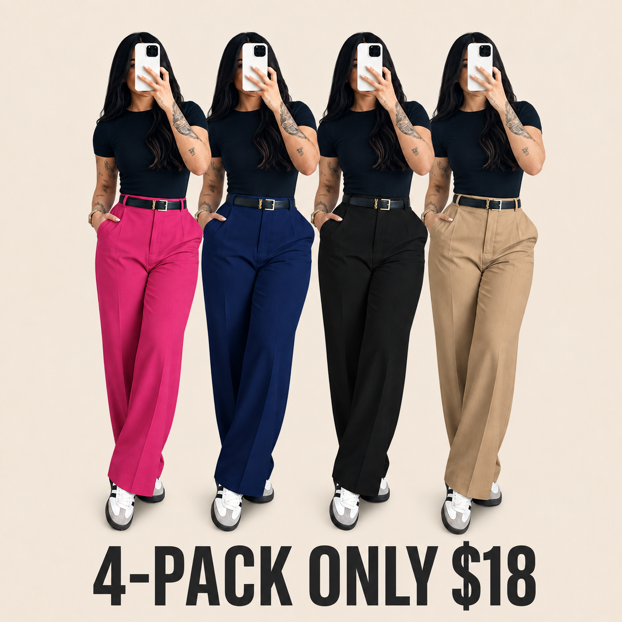 【LAST DAY SALE】Women's High-Waisted Straight Leg Pants – Flowy Draped Business Casual Trousers