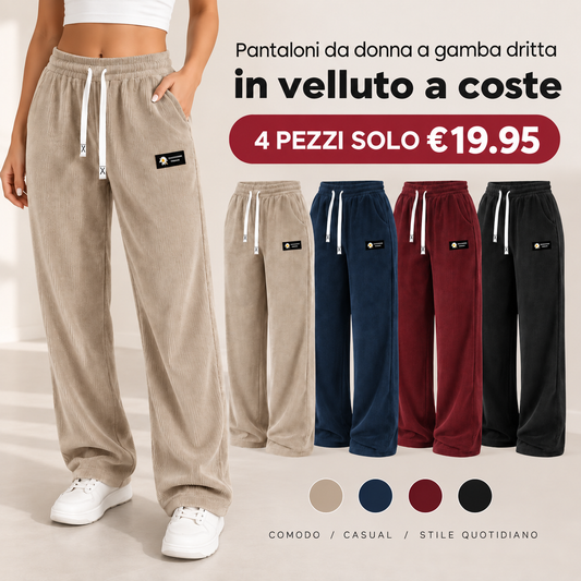 【SALDI ULTIMO GIORNO】Pantaloni da donna in velluto a coste a gamba dritta – 100% cotone